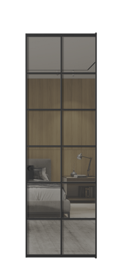 Алюминиевая дверь АЛПЛ040.05 Алюминий Черный Рефлективное серое стекло "Stopsol", калёное, 6 мм Цена 158500  | Volhovec