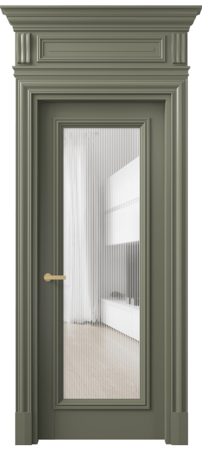 Межкомнатная дверь Antique 7300 Бук оливковый тёмный Рифлёное стекло "Дюна", триплекс, 8 мм Цена 100650 ₽ | Volhovec