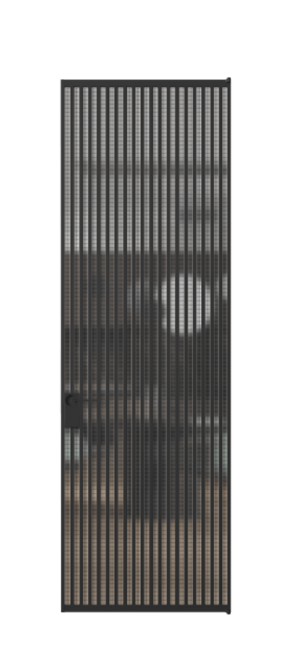 Алюминиевая дверь АЛПЛ040.06 Алюминий Черный Декоративное стекло с сеткой "Mesh silver", триплекс, 6 мм Цена 238690  | Volhovec