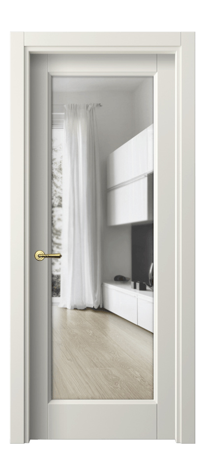 Межкомнатная дверь Galant 1402 Матовый жемчужный Прозрачное стекло, 4 мм Цена 54120 ₽ | Volhovec