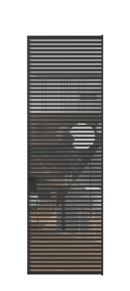 Алюминиевая дверь АЛПЛ040.07 Алюминий Черный Рефлективное прозрачное стекло "Stopsol", калёное, 6мм Цена 238690  | Volhovec