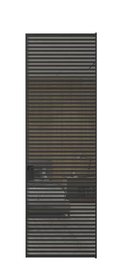 Алюминиевая дверь АЛПЛ040.07 Алюминий Черный Рефлективное серое стекло "Stopsol", калёное, 6 мм Цена 238690  | Volhovec