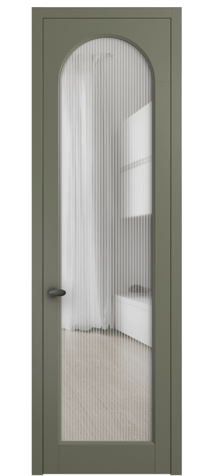 Межкомнатная дверь Palazzo 6804 Матовый оливковый тёмный Рифлёное стекло "Moru", триплекс Цена 115530 ₽ | Volhovec