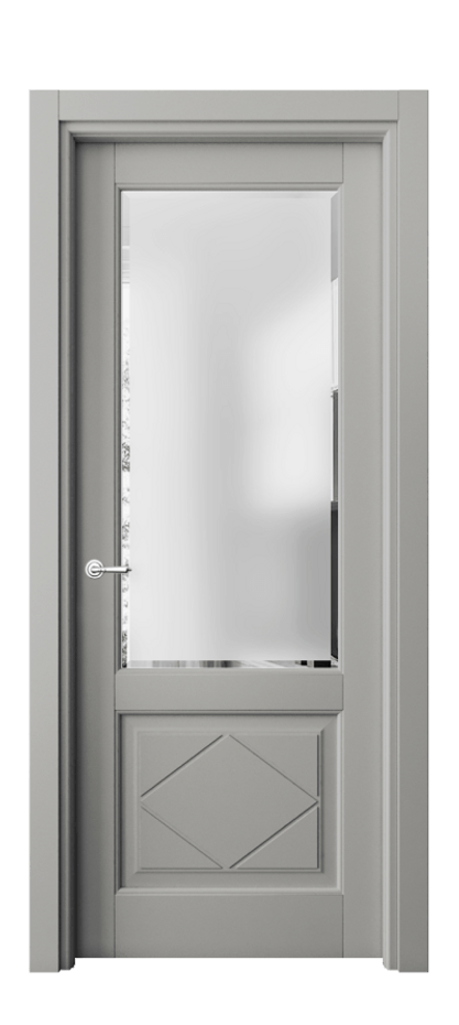 Межкомнатная дверь Toscana Rombo 6342 Бук нейтральный серый Сатинированное стекло с фацетом, 6 мм Цена 103180 ₽ | Volhovec