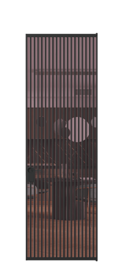 Алюминиевая дверь АЛПЛ040.06 Алюминий Черный Прозрачное розовое стекло, триплекс, 6мм Цена 229890  | Volhovec