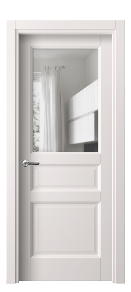 Межкомнатная дверь Galant 1432 ПЭТ кремово-серый Прозрачное стекло Цена 37070 ₽ | Volhovec