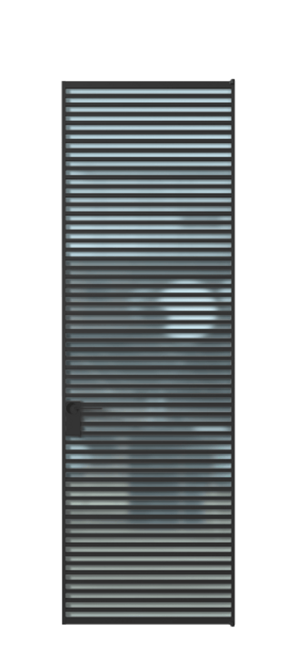 Алюминиевая дверь АЛПЛ040.07 Алюминий Черный Сатинированное голубое стекло, триплекс, 6мм Цена 229890  | Volhovec