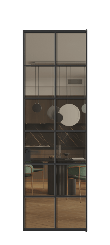 Алюминиевая дверь АЛПЛ040.05 Алюминий Черный Прозрачное бронзовое стекло, триплекс, 6 мм Цена 149700  | Volhovec