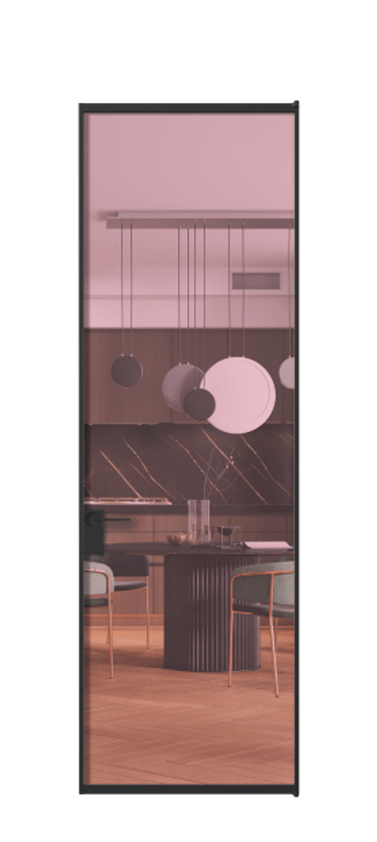 Алюминиевая дверь АЛПЛ040.01 Алюминий Черный Прозрачное розовое стекло, триплекс, 6мм Цена 138040  | Volhovec