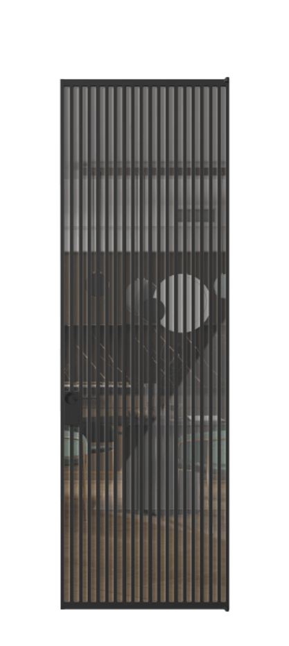 Алюминиевая дверь АЛПЛ040.06 Алюминий Черный Рефлективное прозрачное стекло "Stopsol", калёное, 6мм Цена 238690  | Volhovec