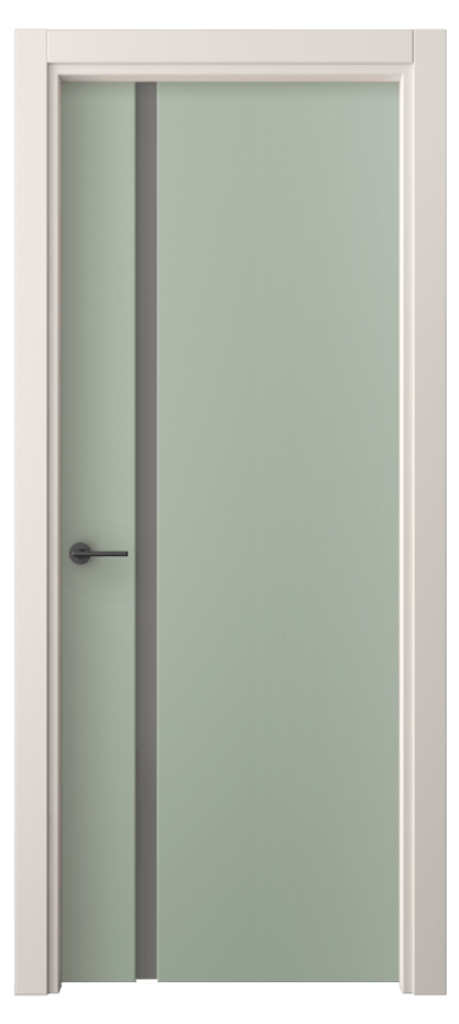 Межкомнатная дверь Freedom 4222 ПЭТ светло-оливковый Сатинированное серое стекло, триплекс Цена 42350 ₽ | Volhovec