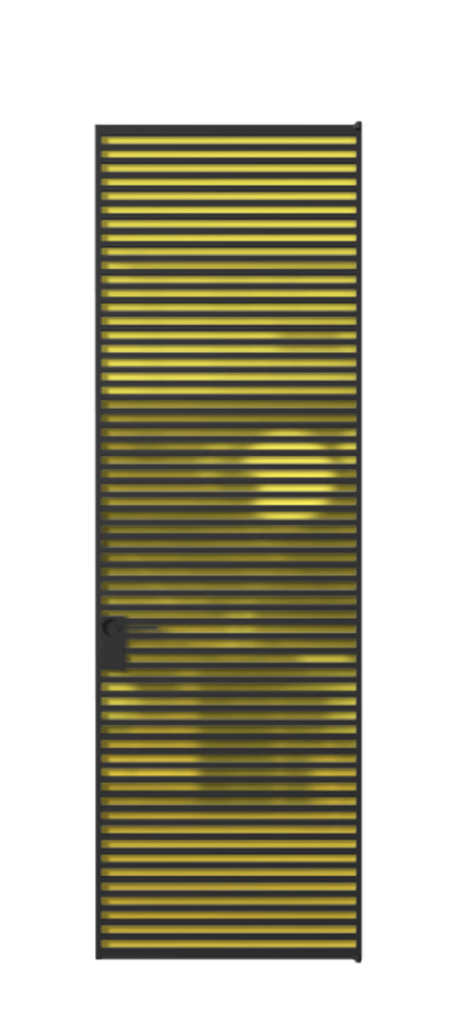 Алюминиевая дверь АЛПЛ040.07 Алюминий Черный Сатинированное жёлтое стекло, триплекс, 6мм Цена 229890  | Volhovec