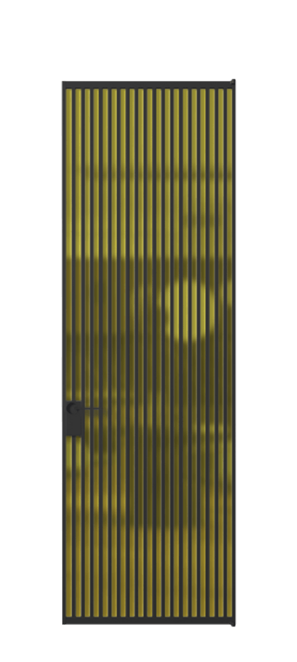 Алюминиевая дверь АЛПЛ040.06 Алюминий Черный Сатинированное жёлтое стекло, триплекс, 6мм Цена 229890  | Volhovec