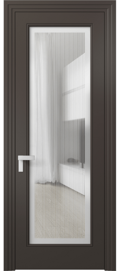 Межкомнатная дверь Rocca 8300 Матовый антрацит Сатинированное с гравировкой "Каннелюры", триплекс, 7 мм Цена 95590 ₽ | Volhovec