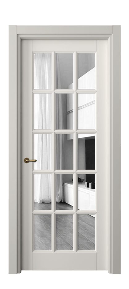 Межкомнатная дверь Toscana Grigliato 6311 Бук пудровый белый Двустороннее зеркало, триплекс Цена 128920 ₽ | Volhovec