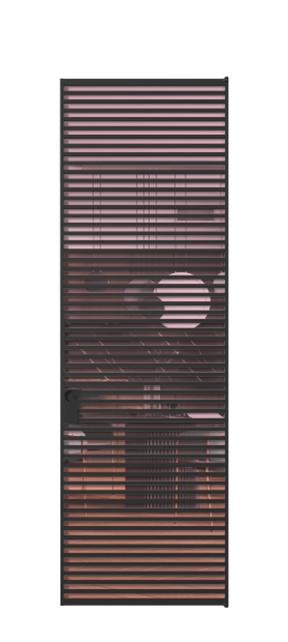 Алюминиевая дверь АЛПЛ040.07 Алюминий Черный Прозрачное розовое стекло, триплекс, 6мм Цена 229890  | Volhovec