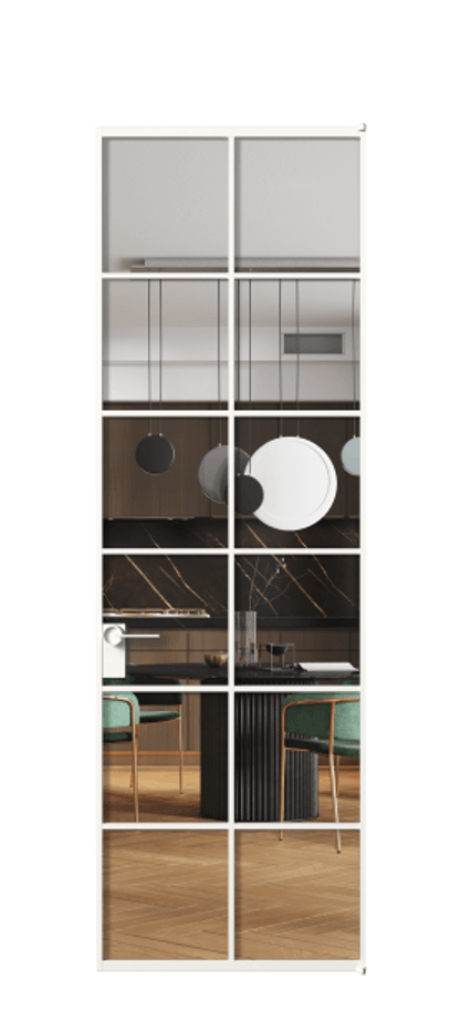 Алюминиевая дверь АЛПЛ040.05 Алюминий Белый Прозрачное стекло "Кристал Вижн", калёное Цена 144020  | Volhovec