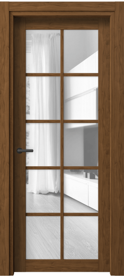 Межкомнатная дверь Neo 2106 Лесной орех Прозрачное стекло, триплекс, 6 мм Цена 40040 ₽ | Volhovec