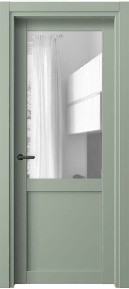 Межкомнатная дверь Neo 2122 ПЭТ светло-оливковый Прозрачное стекло, триплекс Цена 33550 ₽ | Volhovec