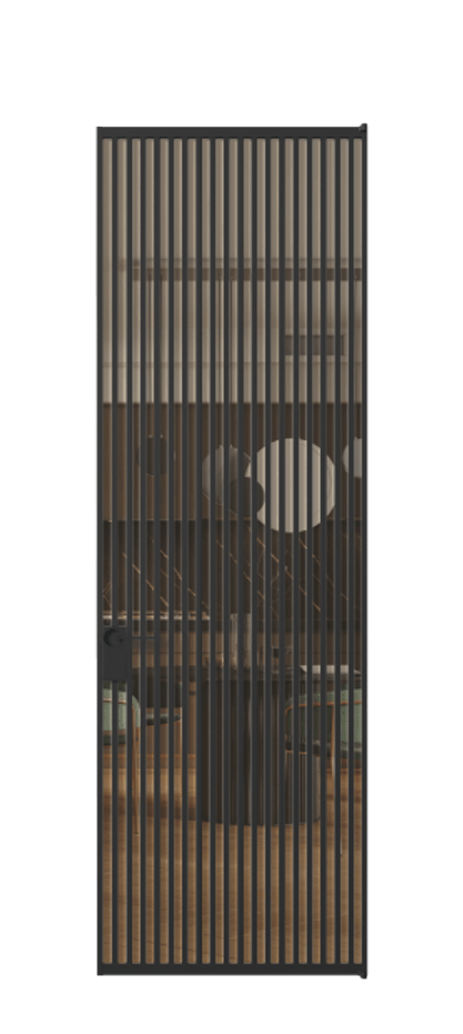 Алюминиевая дверь АЛПЛ040.06 Алюминий Черный Прозрачное оранжевое стекло, триплекс, 6мм Цена 229890  | Volhovec