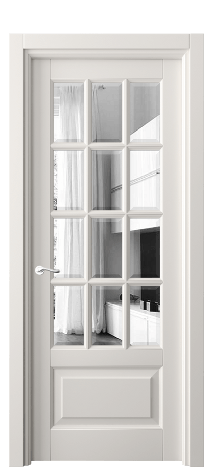 Межкомнатная дверь Lignum 0728 Бук пудровый белый Двустороннее зеркало с фацетом, триплекс Цена 137060 ₽ | Volhovec