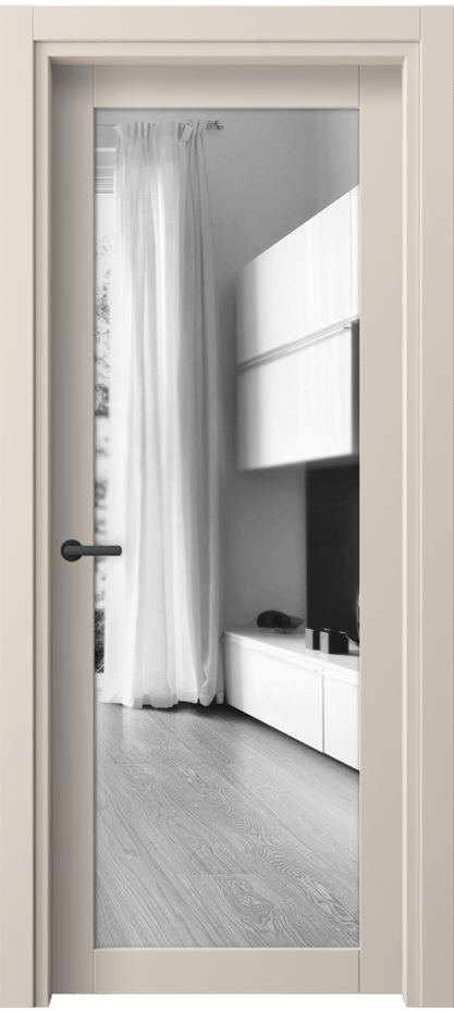 Межкомнатная дверь Neo 2102 ПЭТ пудровый бежевый Двустороннее зеркало, триплекс Цена 37070 ₽ | Volhovec