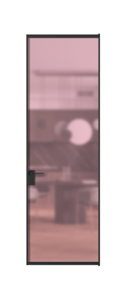 Алюминиевая дверь АЛПЛ040.01 Алюминий Черный Сатинированное розовое стекло, триплекс, 6мм Цена 138040  | Volhovec