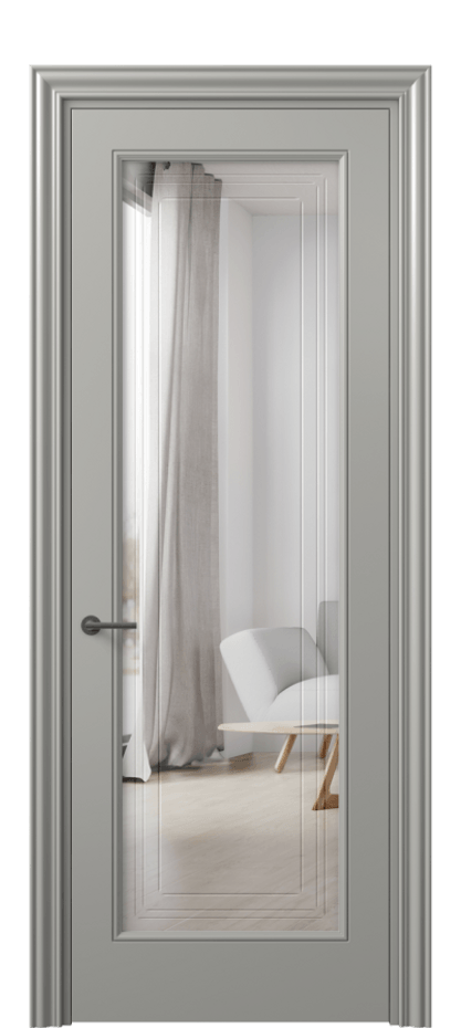 Межкомнатная дверь Mascot 8400 Матовый нейтральный серый Двустороннее зеркало с гравировкой "Грани"», триплекс, 7 мм Цена 87560 ₽ | Volhovec