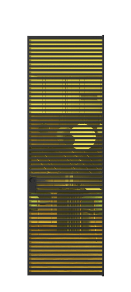 Алюминиевая дверь АЛПЛ040.07 Алюминий Черный Прозрачное жёлтое стекло, триплекс, 6мм Цена 229890  | Volhovec