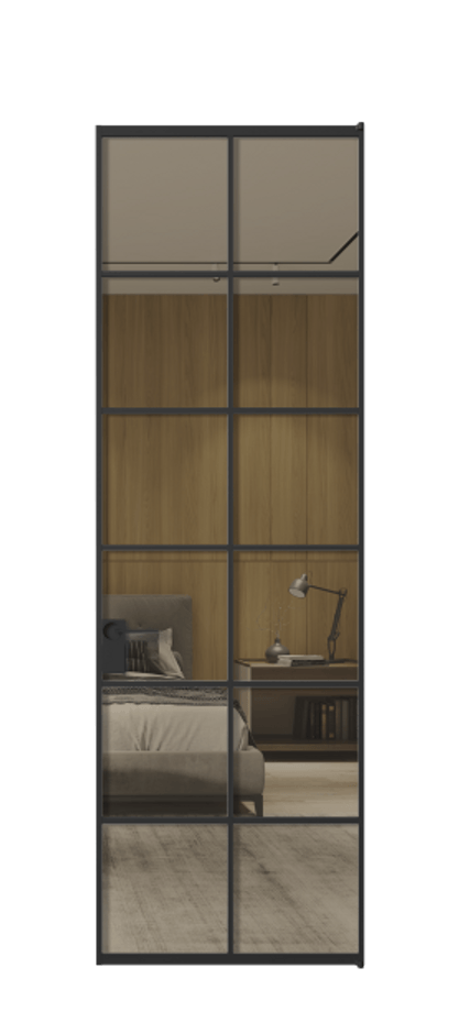 Алюминиевая дверь АЛПЛ040.05 Алюминий Черный Рефлективное бронзовое стекло "Stopsol", калёное, 6 мм Цена 158500  | Volhovec