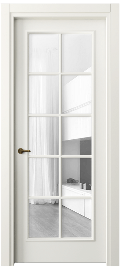 Межкомнатная дверь Paris 8102 Матовый жемчужный Прозрачное стекло, 4 мм Цена 79640 ₽| Volhovec