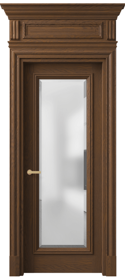 Межкомнатная дверь Antique 7300 Дуб каштановый матовый Сатинированное стекло с фацетом Цена 292980 ₽ | Volhovec