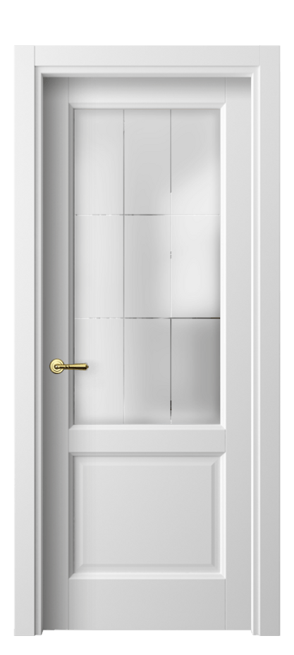 Межкомнатная дверь Galant 1422 Белый шёлк Сатинированное стекло с гравировкой "Лофт", 4 мм Цена 38720 ₽ | Volhovec