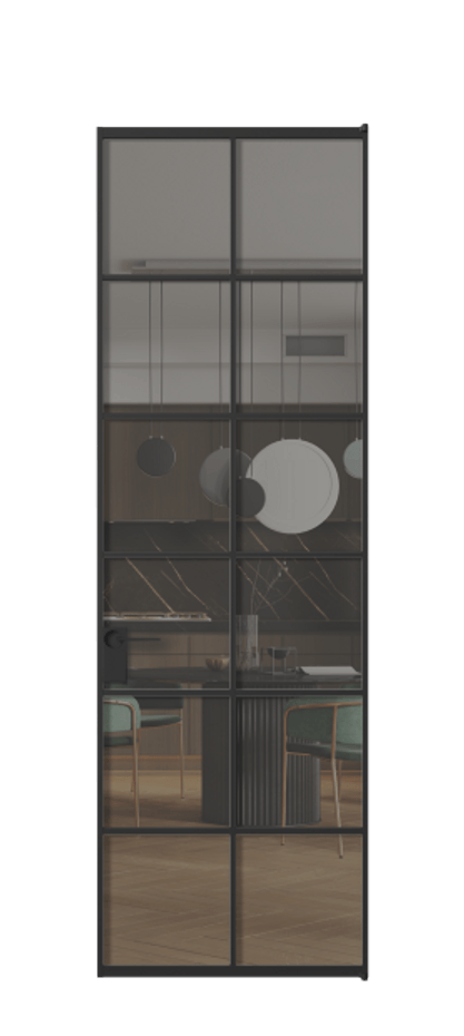 Алюминиевая дверь АЛПЛ040.05 Алюминий Черный Прозрачное серое стекло, триплекс, 6 мм Цена 149700  | Volhovec