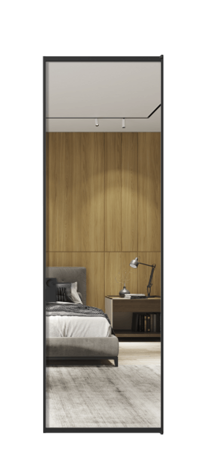 Алюминиевая дверь АЛПЛ040.01 Алюминий Черный Двустороннее зеркало, триплекс 6 мм, триплекс 6 мм Цена 138040  | Volhovec