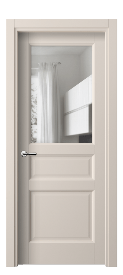 Межкомнатная дверь Галант 1432 ПЭТ пудровый бежевый Прозрачное стекло Цена 32180 ₽ | Volhovec