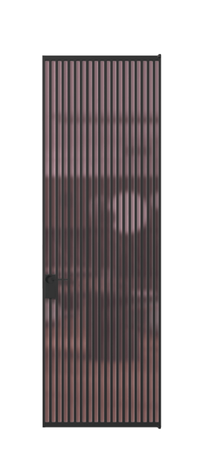 Алюминиевая дверь АЛПЛ040.06 Алюминий Черный Сатинированное розовое стекло, триплекс, 6мм Цена 229890  | Volhovec