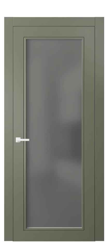 Межкомнатная дверь Neo Classic 8000 Матовый оливковый тёмный Сатинированное серое стекло, триплекс Цена 82170 ₽ | Volhovec