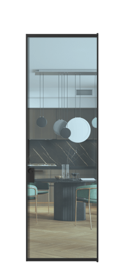 Алюминиевая дверь АЛПЛ040.01 Алюминий Черный Прозрачное голубое стекло, триплекс, 6мм Цена 138040  | Volhovec