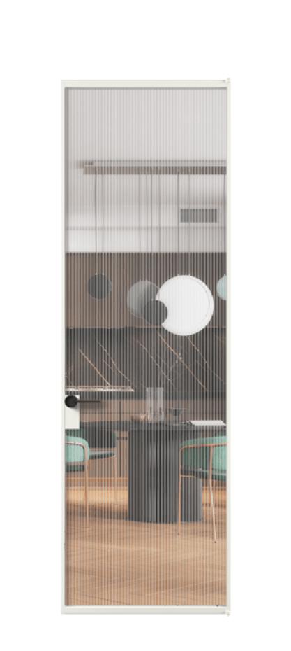 Алюминиевая дверь АЛПЛ040.01 Алюминий светло-серый Рифлёное стекло "Moru", триплекс Цена 138130  | Volhovec