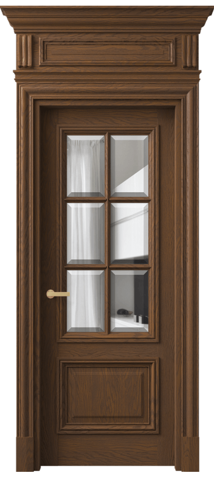 Межкомнатная дверь Antique 7312 Дуб каштановый матовый Прозрачное стекло с фацетом Цена 15410 AZE | Volhovec