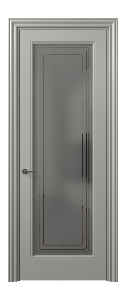 Межкомнатная дверь Mascot 8400 Матовый нейтральный серый Сатинированное серое стекло с гравировкой "Грани", триплекс, 7 мм Цена 85360 ₽ | Volhovec