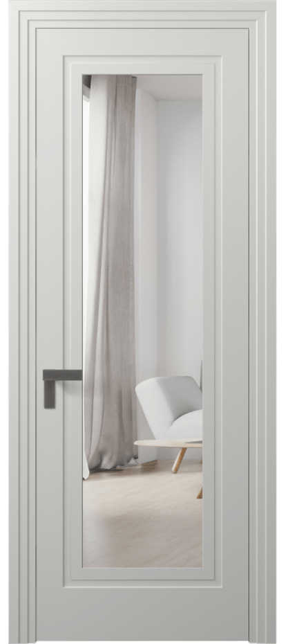 Межкомнатная дверь Rocca 8303 Матовый светло-серый Двустороннее зеркало, триплекс Цена 91190 ₽ | Volhovec