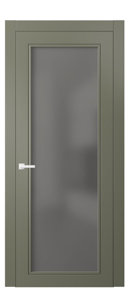 Межкомнатная дверь Neo Classic 8000 Матовый оливковый тёмный Сатинированное серое стекло, триплекс Цена 82170 ₽ | Volhovec