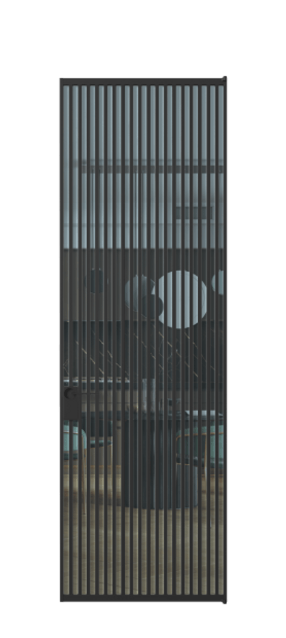 Алюминиевая дверь АЛПЛ040.06 Алюминий Черный Прозрачное голубое стекло, триплекс, 6мм Цена 229890  | Volhovec