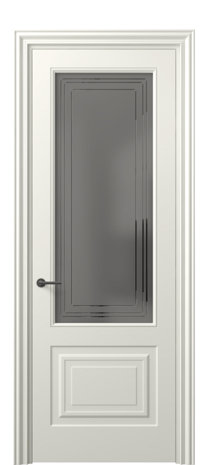 Межкомнатная дверь Mascot 8452 Матовый жемчужный Сатинированное серое стекло с гравировкой "Грани", триплекс Цена 4300 AZE | Volhovec