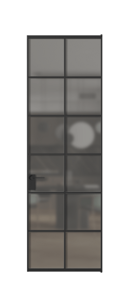 Алюминиевая дверь АЛПЛ040.05 Алюминий Черный Сатинированное серое стекло, триплекс, 6 мм Цена 149700  | Volhovec