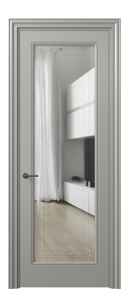 Межкомнатная дверь Mascot 8400 Матовый нейтральный серый Прозрачное стекло с гравировкой "Грани", триплекс, 7 мм Цена 85360 ₽ | Volhovec