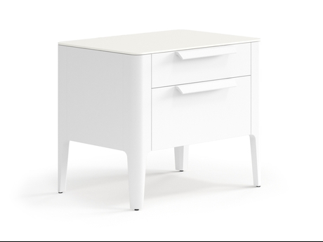 Мебель Тумба прикроватная Piega 2 ящика. Цвет Матовый светло-серый. Материал Гладкая эмаль. Коллекция Тумба прикроватная Piega 2 ящика. Картинка.