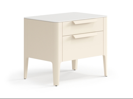 Мебель Тумба прикроватная Piega 2 ящика. Цвет Матовый светло-бежевый. Материал Гладкая эмаль. Коллекция Тумба прикроватная Piega 2 ящика. Картинка.